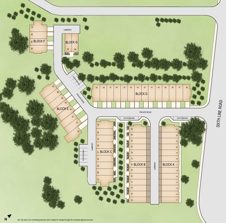 Oakville ravine towns site plan